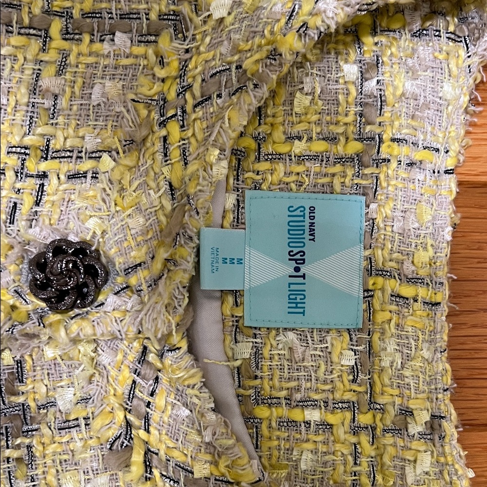 Old Navy Yellow and Black Tweed Jacket - Picture 2 of 6